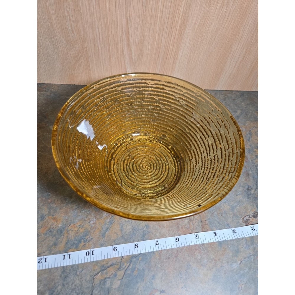 Vintage Anchor Hocking Soreno Honey Ambe Glass Serving Bowl Mid-Century - Picture 3 of 7